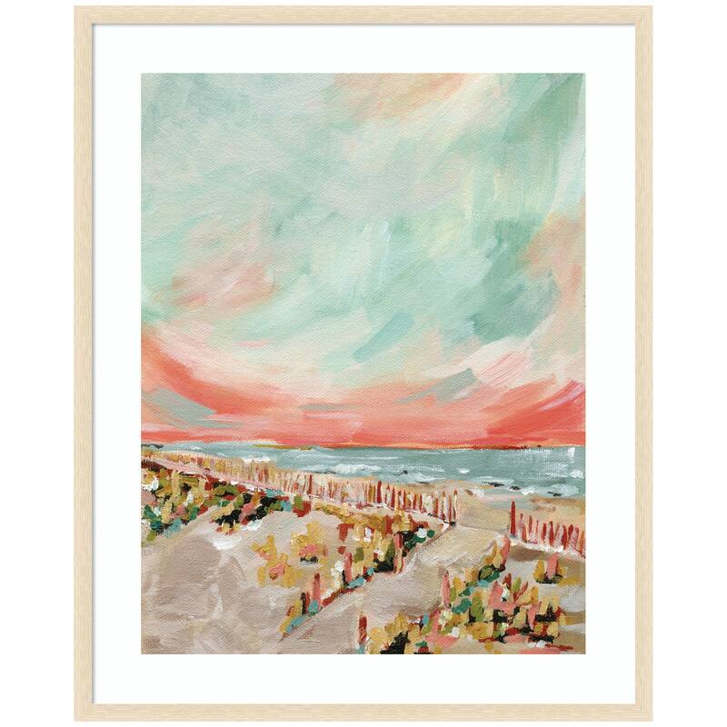 Kate and Laurel Framed Art Landscape 03 Beach by Annie Quigley - 34x42 - Natural