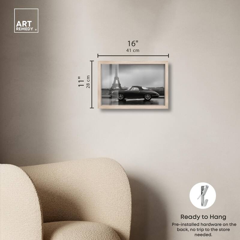 Classic Car and Eiffel Noir Shadowbox by Art Remedy