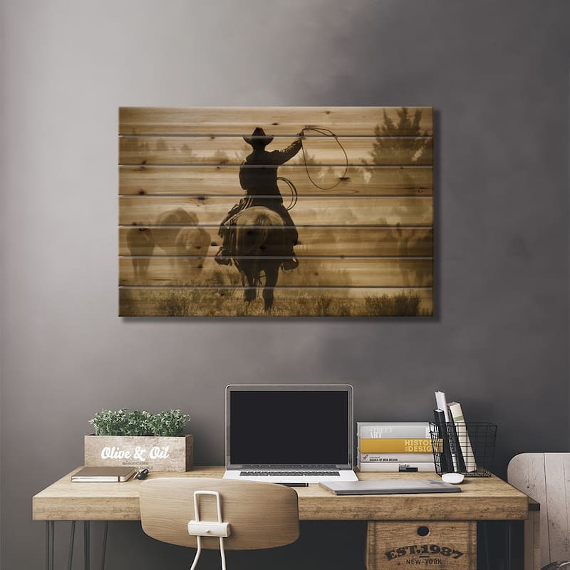 Rope And Ride Print On Wood by Danita Delimont - Multi-Color