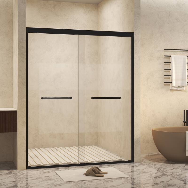 GDFStudio - Alden Adjustable Frameless Double Sliding Shower Door for Modern Bathroom Spaces