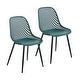 preview thumbnail 15 of 19, Porthos Home Egil Dining Chairs Set Of 2, Plastic Back, Iron Legs Blue