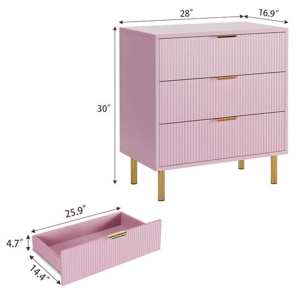 3 Drawer Wood Dresser with Textured Front, Pink - Bed Bath & Beyond