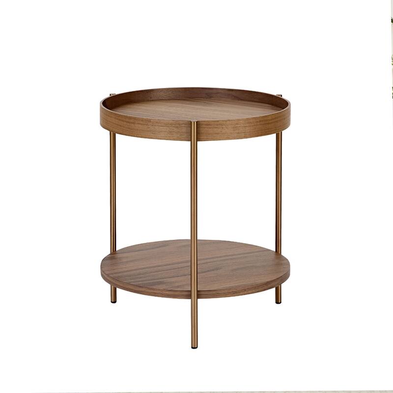 2-Piece Modern 2 tier Round Nesting Coffee Table Set with Metal Legs