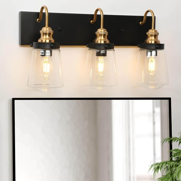 Cozia Modern 3-light Black Gold Bathroom Vanity Light Dimmable LED