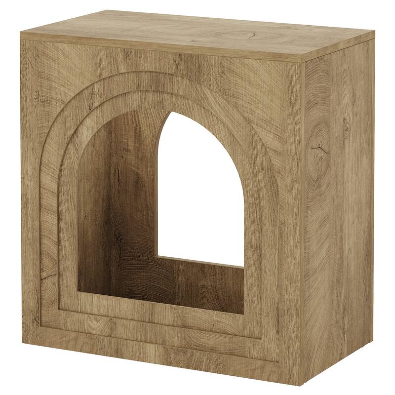 2-Tier End Table, Side Table with Open Shelf, Arched Nightstand for Living Room, Bedroom