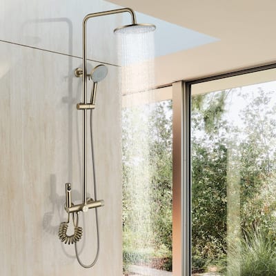 Wall-mounted Complete Shower System With Rough-In Valve And Spray Gun