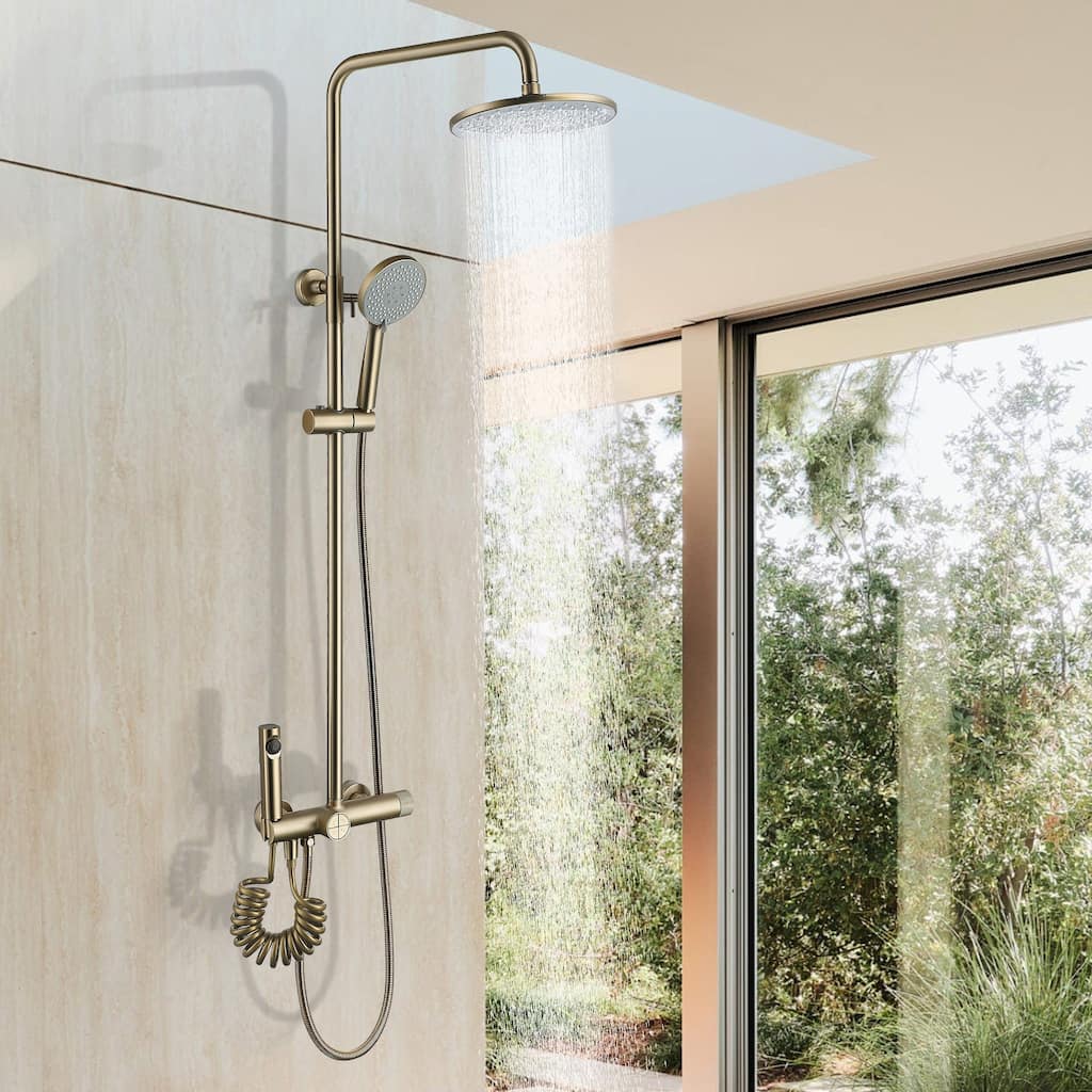 Wall-mounted Complete Shower System With Rough-In Valve And Spray Gun