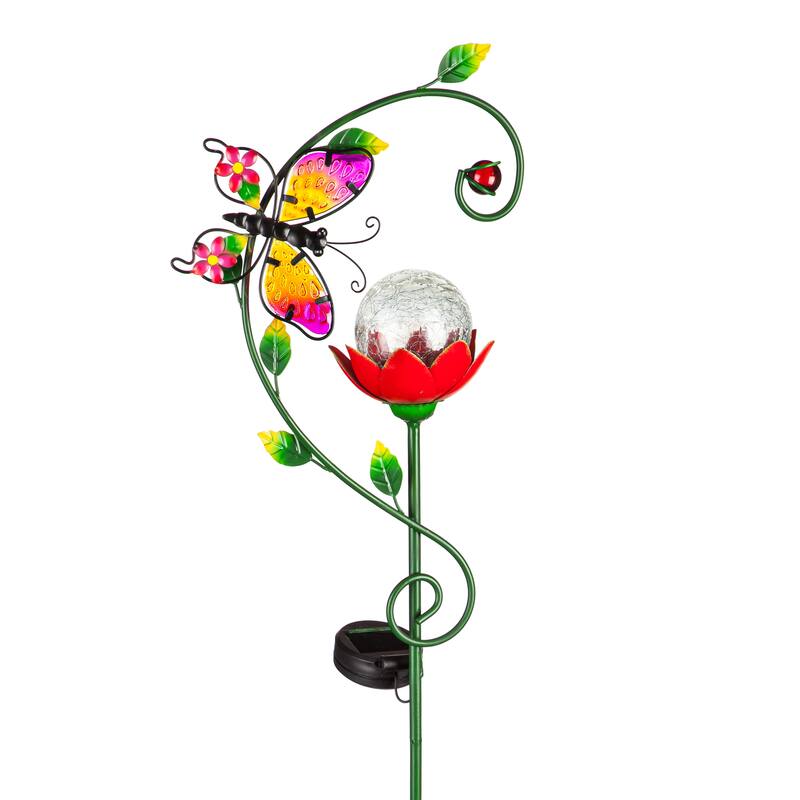 17" Solar Hanging Flower Globe, Butterfly