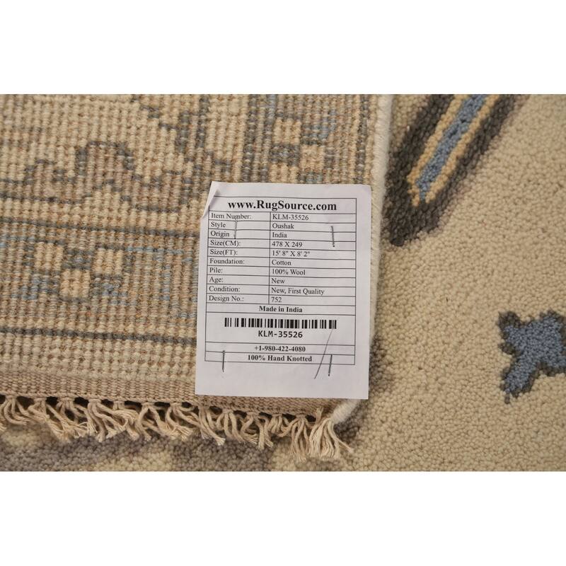 Large Oushak Indian Rug Hand-Knotted Wool Carpet - 8'2"x 15'8"