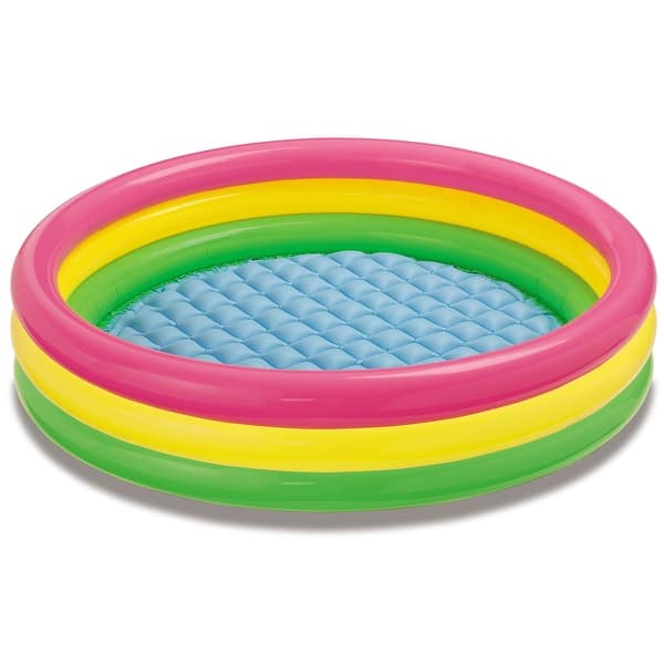 slide 2 of 6, Intex 4ft x 13in Inflatable Sunset Glow Colorful Backyard Kid Play Swimming Pool - 3.6