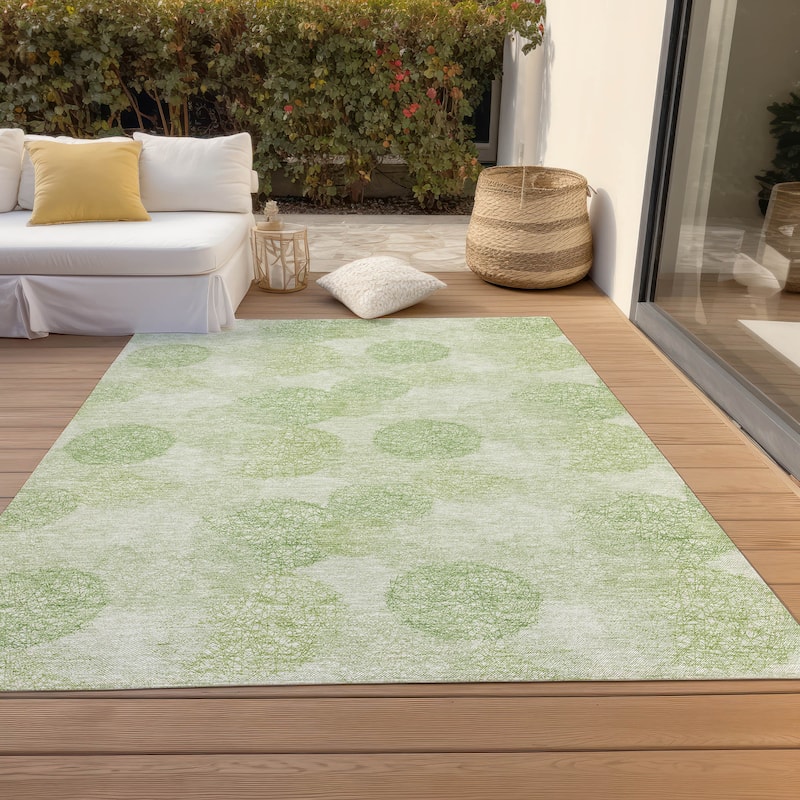Machine Washable Indoor/ Outdoor Boho Sphere Chantille Rug - Aloe - 8' x 10'
