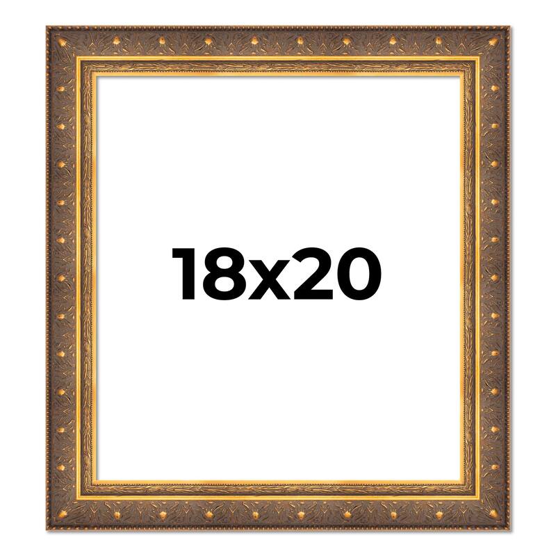 18x20 Frame Vintage Gold Solid Wood Picture Frame | 2.5 Inch Moulding
