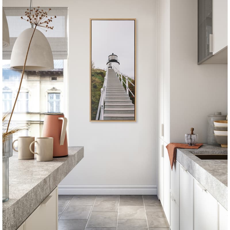 Kate and Laurel Sylvie Maine Lighthouse Framed Canvas by Patricia Hasz