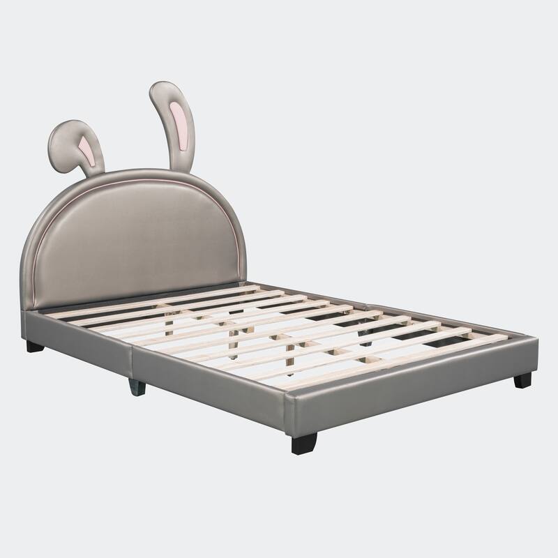 Full Size Upholstered Leather Platform Bed