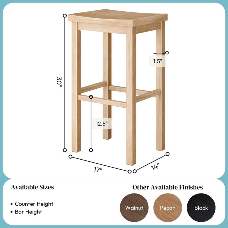 Now Furniture Solid Wood Backless Saddle Seat Bar Height Stool
