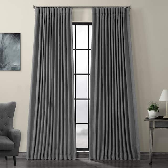 Exclusive Fabrics Faux Linen Extra Wide Room Darkening Curtain Panel - 100 X 120 - Blazer Grey