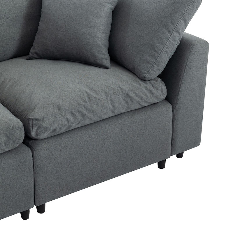 L Shaped Down Filled Upholstery Convertible Sectional Sofa, Couch with Reversible Chaise