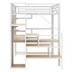 preview thumbnail 17 of 16, White Full Size Metal Loft Bed with Storage Staircase and Small Wardrobe, Built-in Desk and Storage Shelves