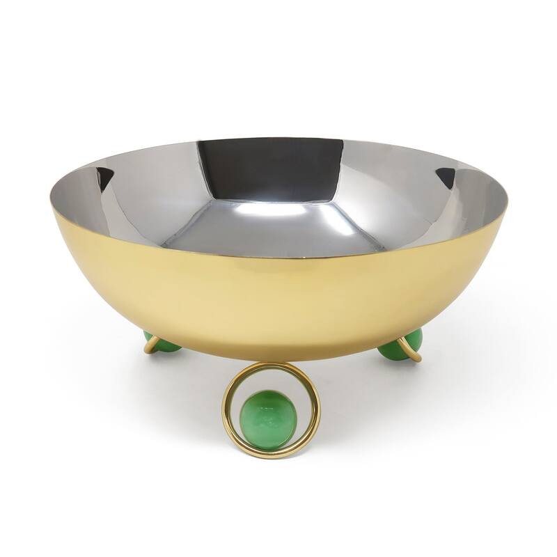 Salad Bowl Silver Inner Gold Outer with Ball Legs