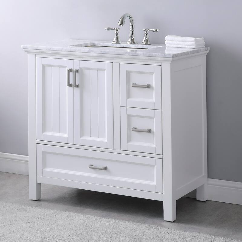 Altair Isla Single Bathroom Vanity Set and Aosta White Countertop without Mirror