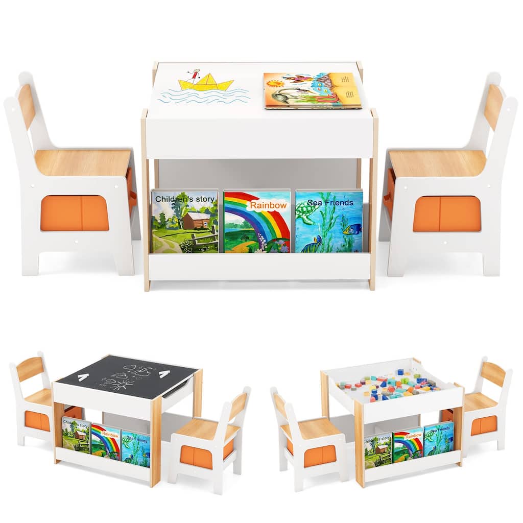 Costway 4-in-1 Kids Table & Chair Set Toddler Wooden Activity Table - See Details