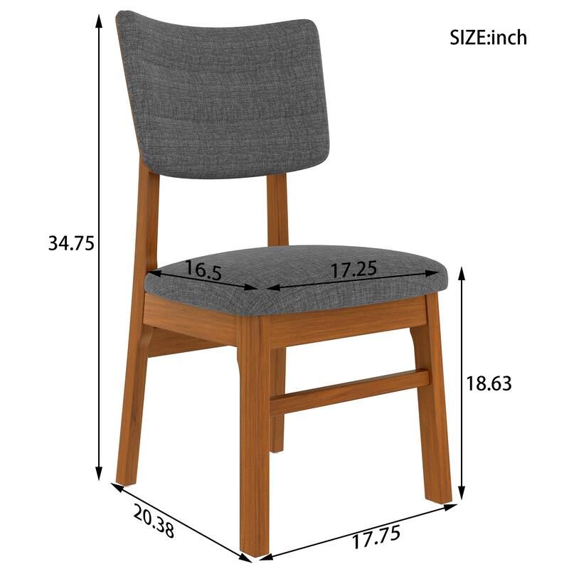 Mid-Century Upholstered Dining Chairs with Rubberwood Frame, Set of 4
