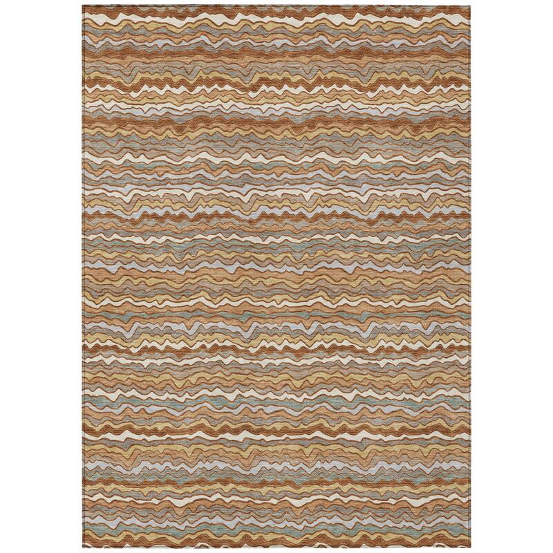 Machine Washable Indoor/ Outdoor Ziggy Stripe Chantille Rug