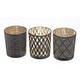 preview thumbnail 1 of 1, Glass Tealight Holder Black Pattern - Set of 3