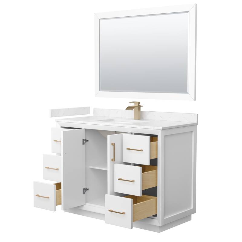 Strada 48-Inch Single Vanity Set, Cultured Marble Top, 46-Inch Mirror