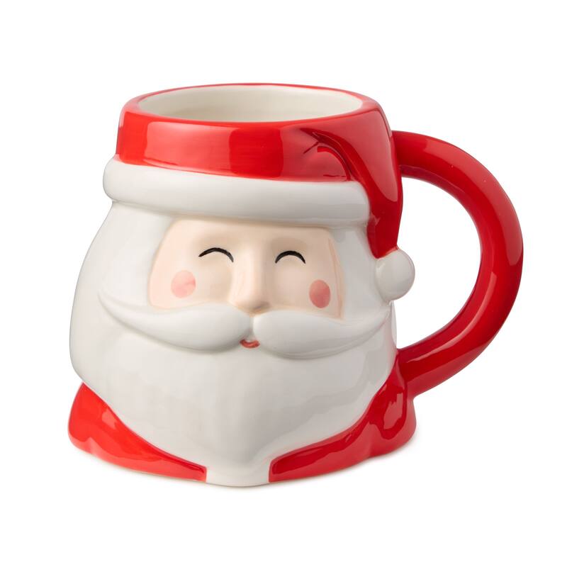 Certified International Christmas Whimsy Santa Set of 4 3-D Mugs 17 oz.