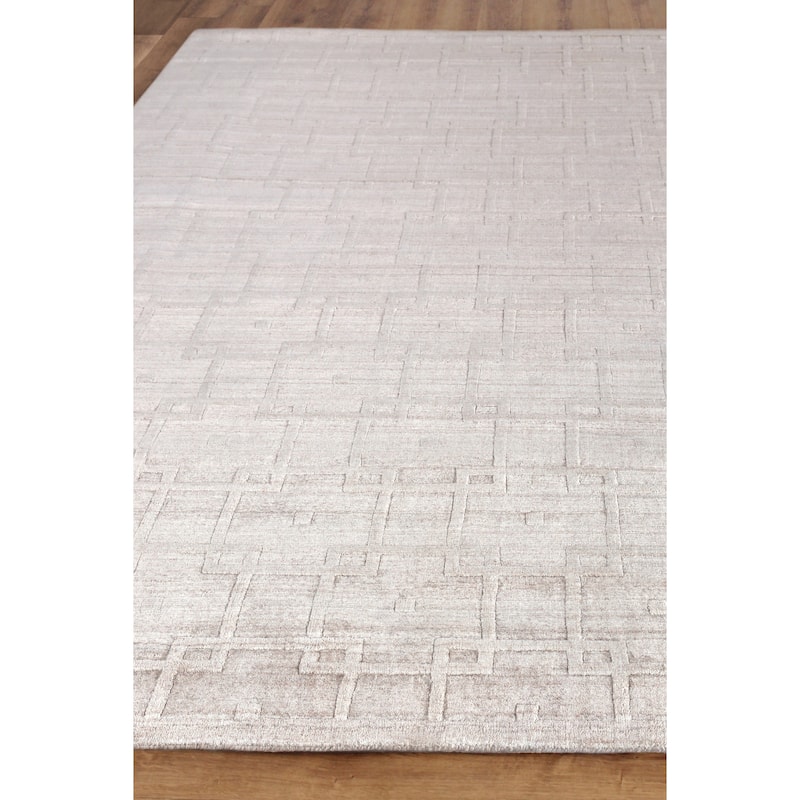 EXQUISITE RUGS Castelli Hand-loomed Bamboo Silk/Wool Light Beige Area Rug.