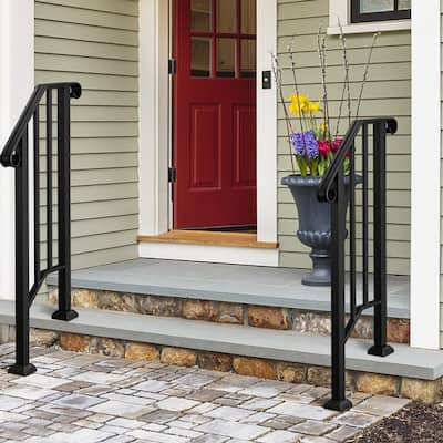 Outdoor Single Post Handrail Railing Fits 1 or 2 Steps Grab Rail for Steps Porch