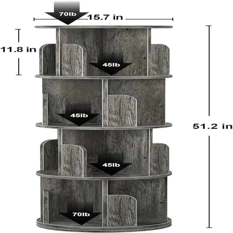 360 Display 4 Tier Floor Standing Bookcase Storage Rack - 15.7"D x 15.7"W x 51.2"H