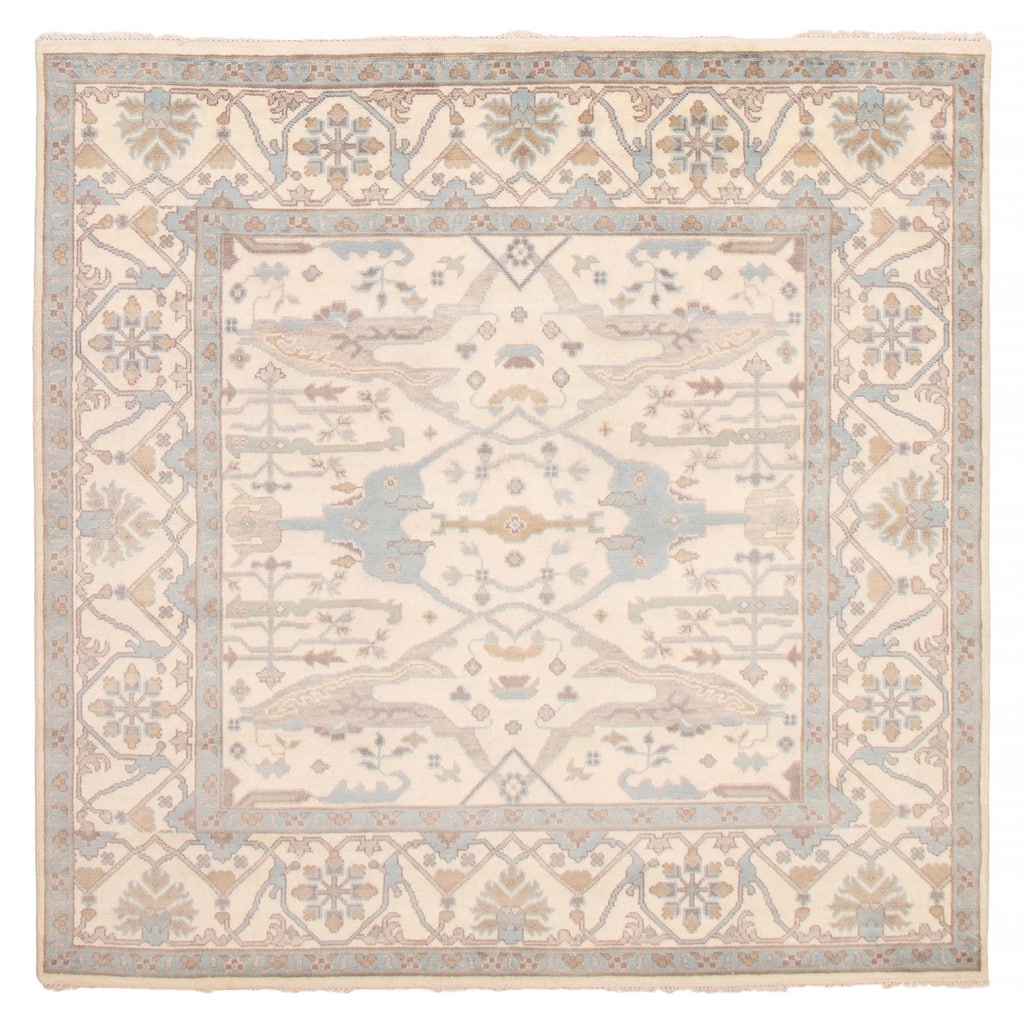 ECARPETGALLERY Hand-knotted Royal Oushak Cream Wool Rug - 8'1 x 8'1