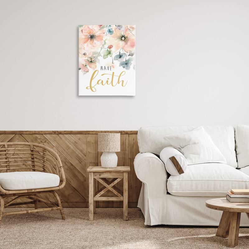 Stupell Have Faith on Florals Canvas Wall Art Design By Carol Robinson