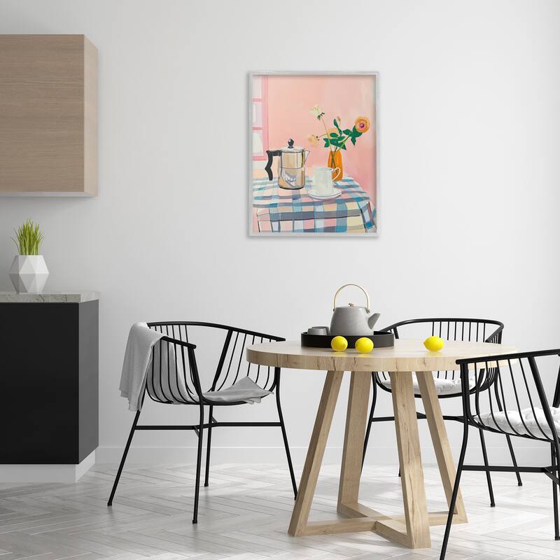 Stupell Pink Retro Kitchen Table Framed Giclee Art Design By Arlington Prints