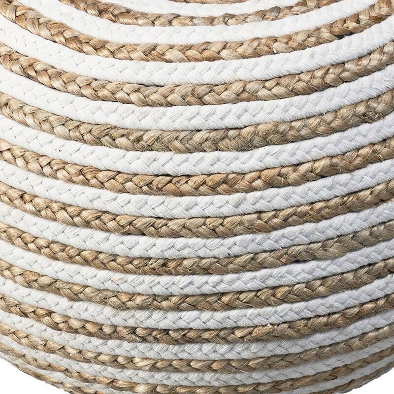 HomeRoots 20" White Jute Ottoman
