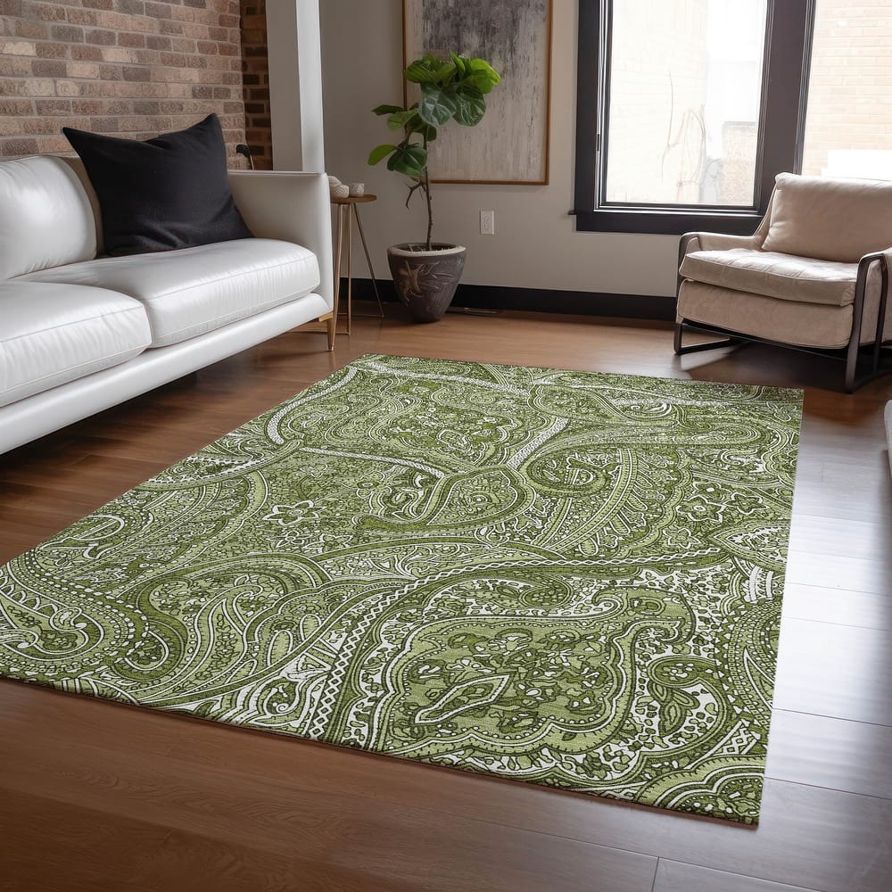 Machine Washable Indoor/ Outdoor Chantille Traditional Paisley Rug