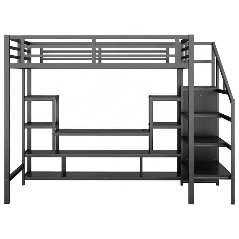 Versatile Metal Loft Bed with Integrated Entertainment