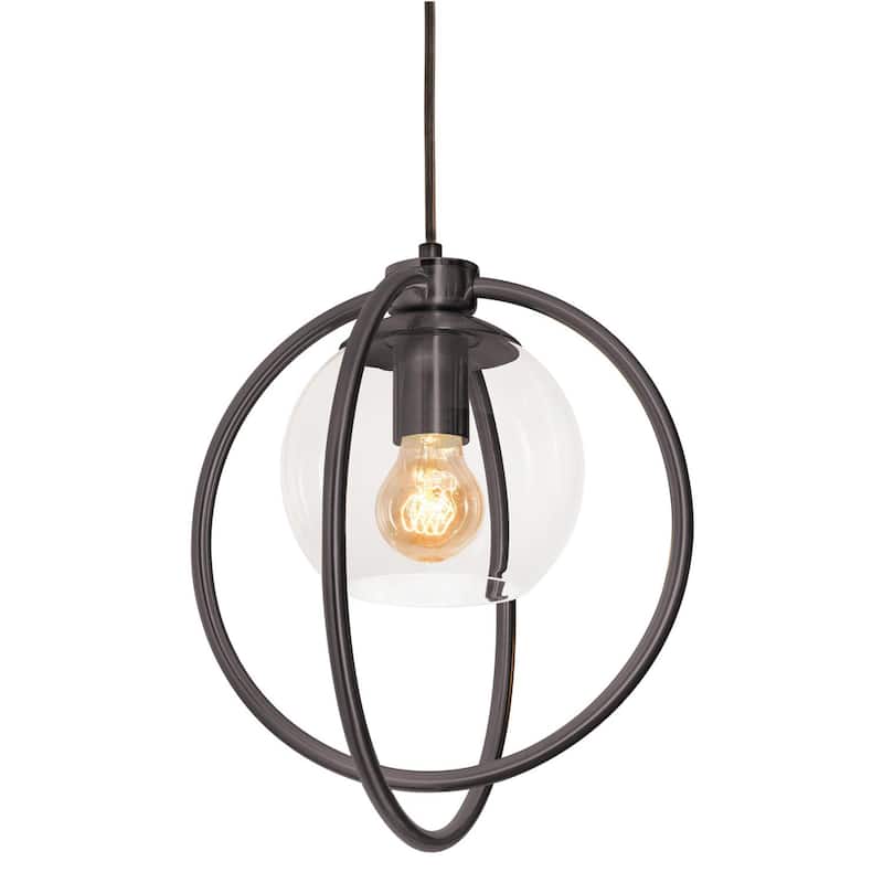AFX JAMP12MB Jamie 12" Wide Pendant with Clear Glass Shade - Black