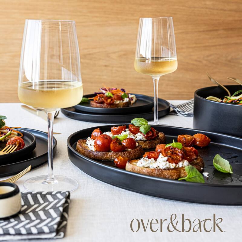 over&back Stackable Semi-Matte Stoneware Oval Serving Platter