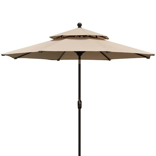 Sunumbrella 9Ft 2 Tiers Market Umbrella Patio Outdoor Table Umbrella