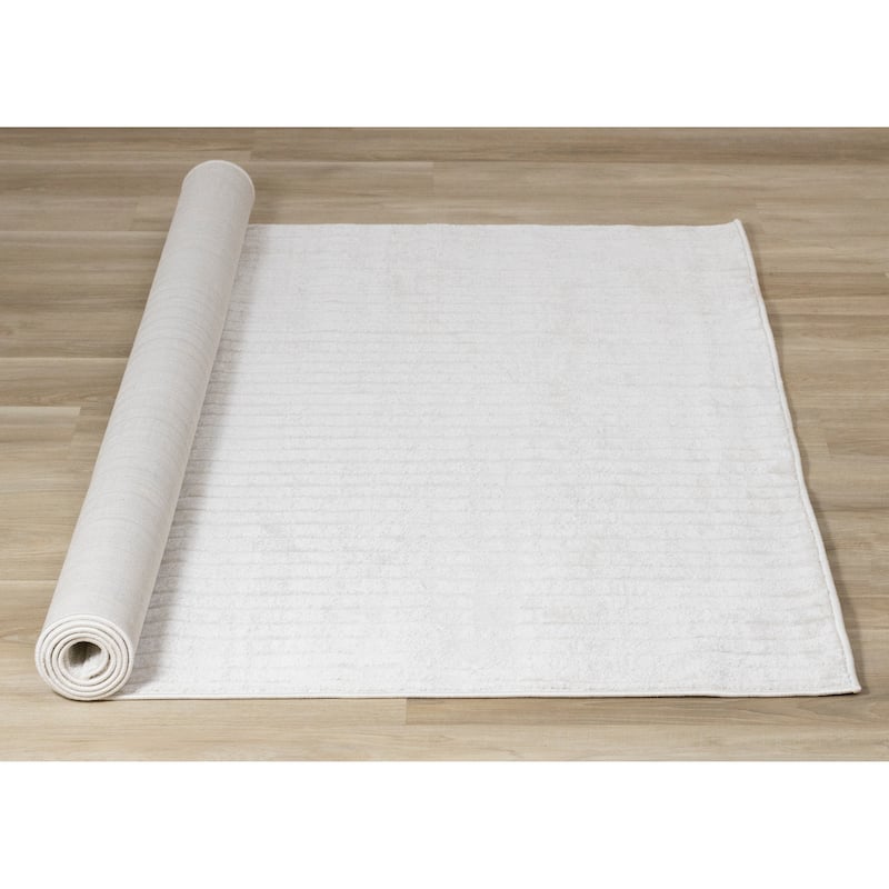 Alpine Rug Co. - Hudson Light Cream Subtle Lines Modern Area Rug