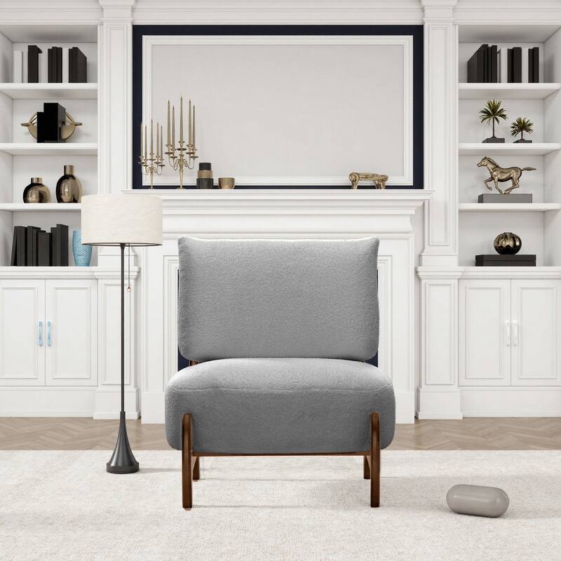 Anmytek Modern Minimalist Solid Wood Leisure Chair Soft Padded Seat Back for Living Room Bedroom