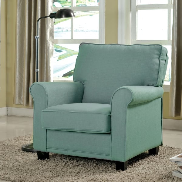 slide 2 of 10, Charmayne Transitional Linen Padded Chair with Rolled Arms by Furniture of America