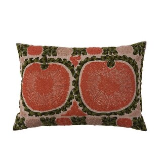 Cotton Lumbar Pillow with Botanical Print