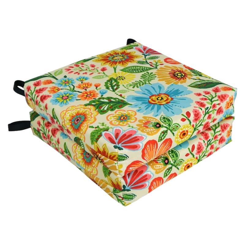 16-inch Indoor/Outdoor Chair Cushions (Set of 2) - 16 x 16 - Gregoire Chamomile