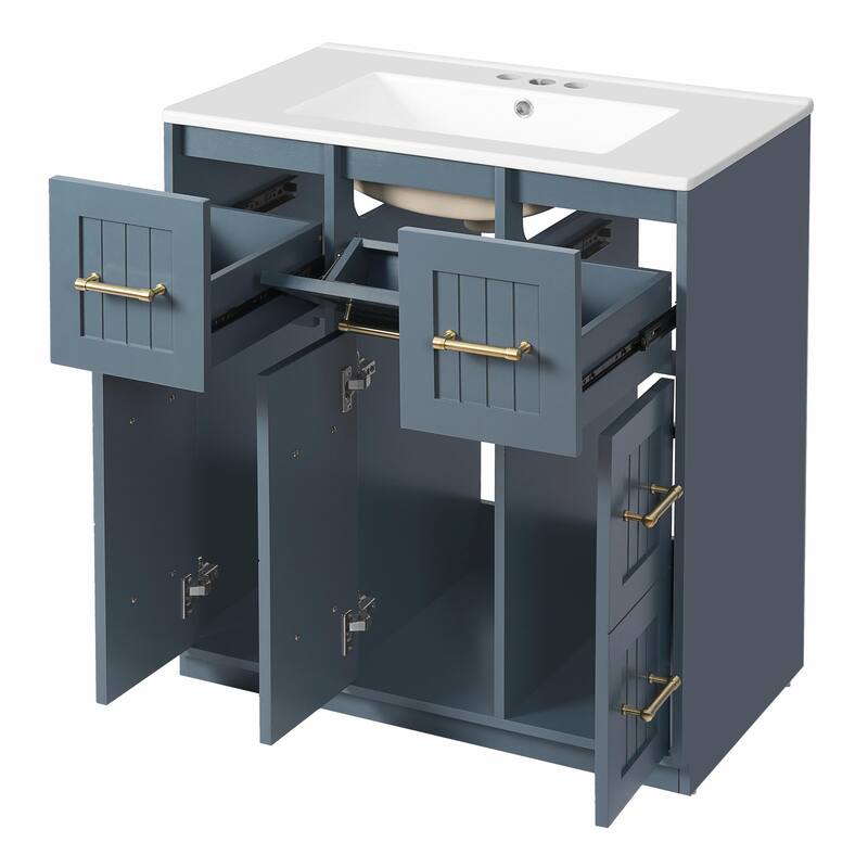 30-inch Bathroom Vanity with Undermount Sink, Soft-Close Doors & Tip-Out Drawer
