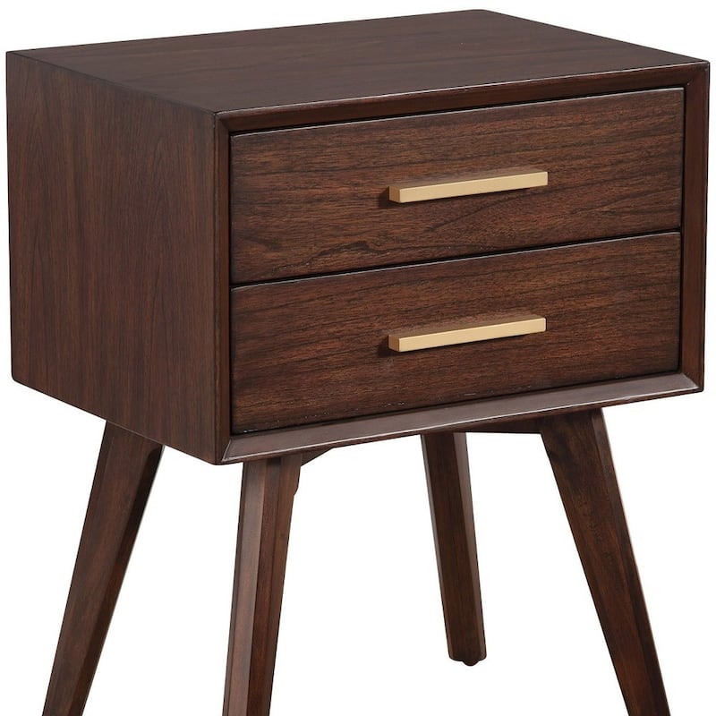 HomeRoots 25" Wood and Solid Wood Two Drawer Nightstand
