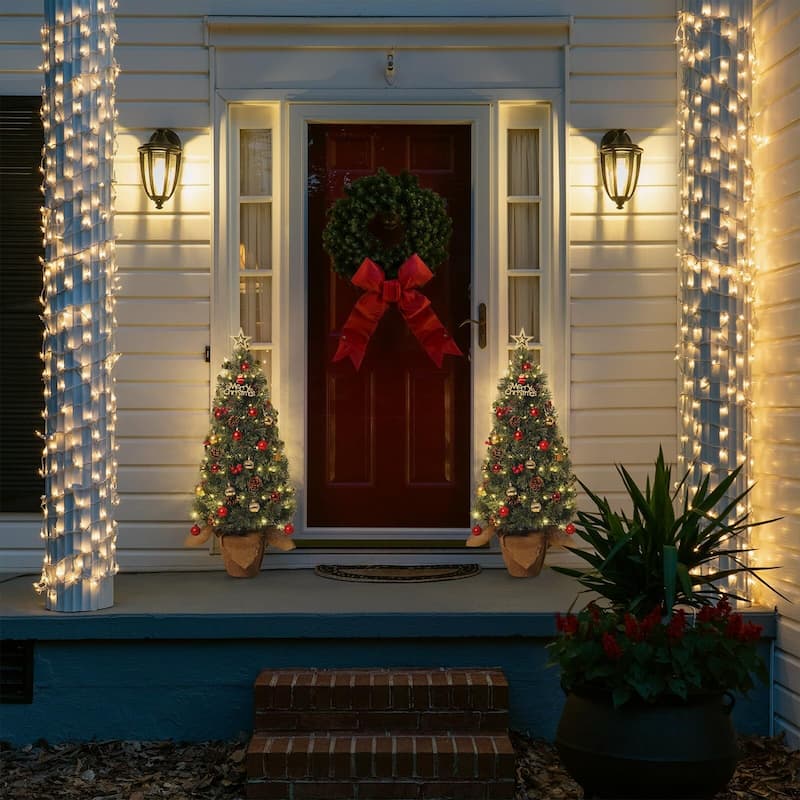 3 Ft Tabletop Prelit Snow Flocked Christmas Tree